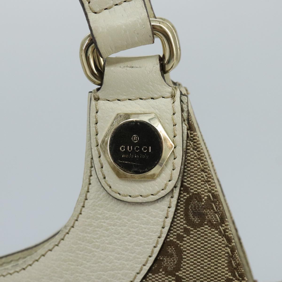 GUCCI GG Canvas Tote Bag Beige Gold 154981 Auth hk1722