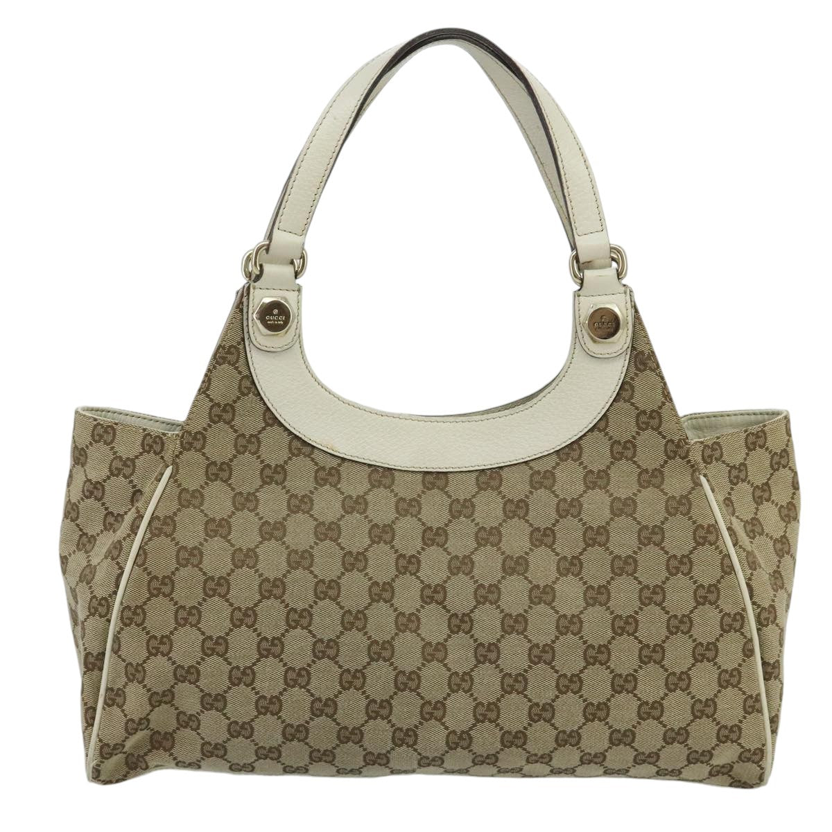 GUCCI GG Canvas Tote Bag Beige Gold 154981 Auth hk1722