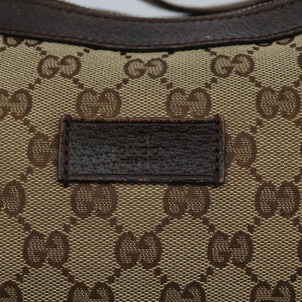 GUCCI GG Canvas Shoulder Bag Beige Brown Silver 189752 Auth hk1739