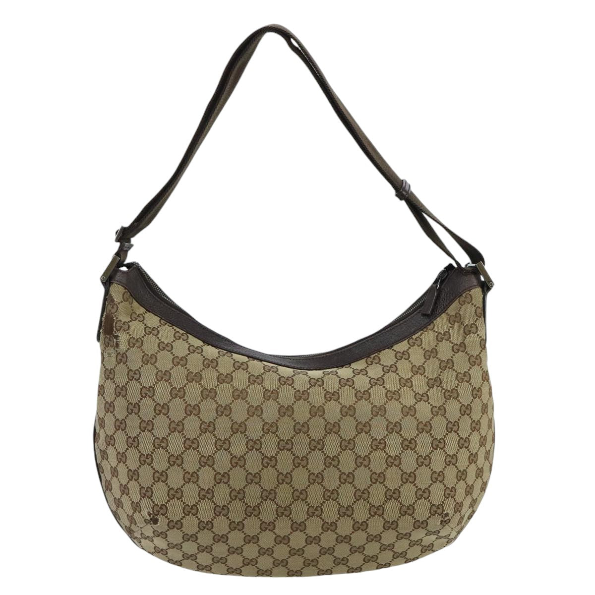 GUCCI GG Canvas Shoulder Bag Beige Brown Silver 189752 Auth hk1739 - 0