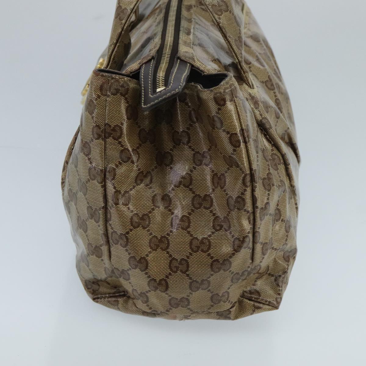 GUCCI GG Crystal Hand Bag Beige Gold 197020 Auth hk1740