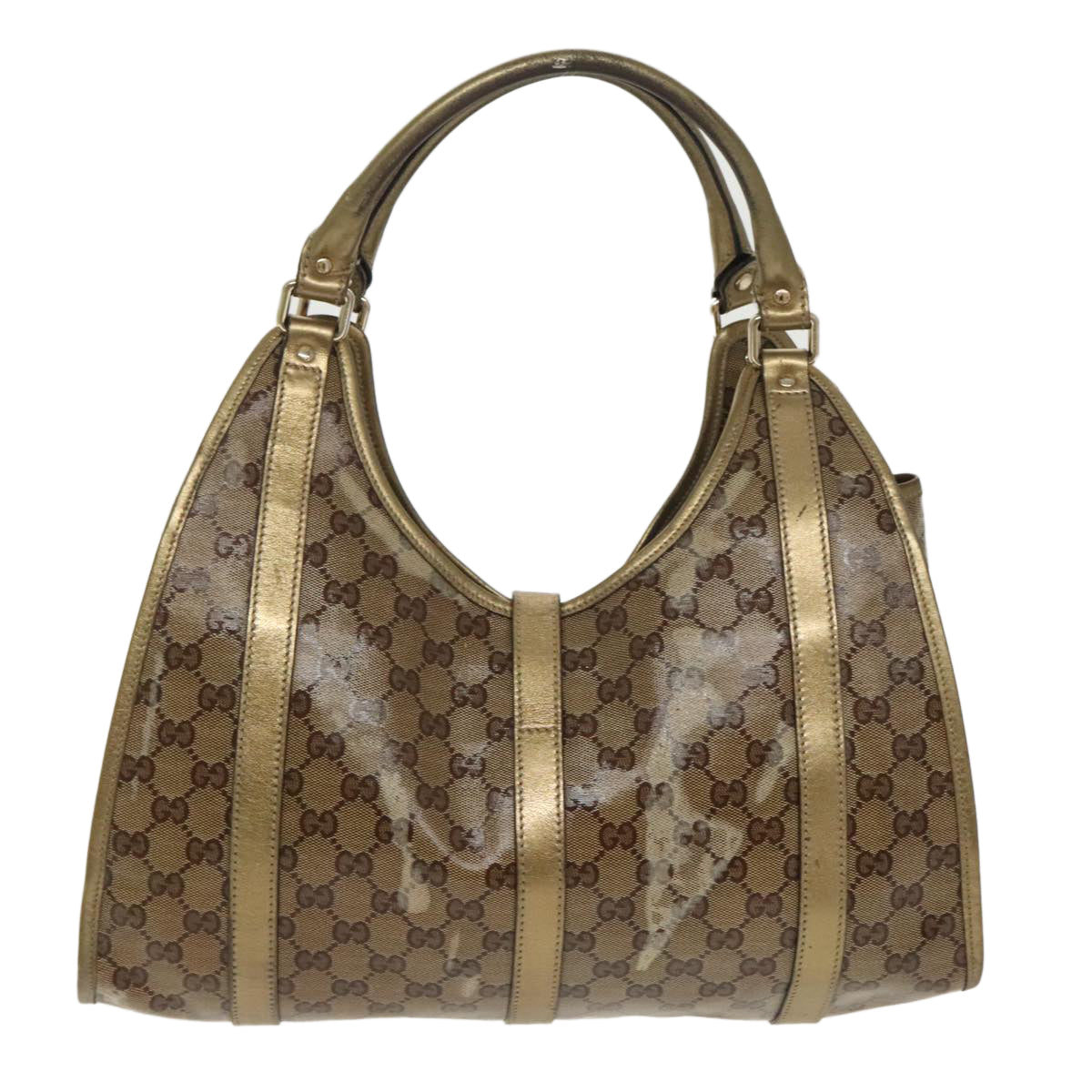 GUCCI GG Crystal Jackie Hand Bag Beige Gold 203494 Auth hk1741