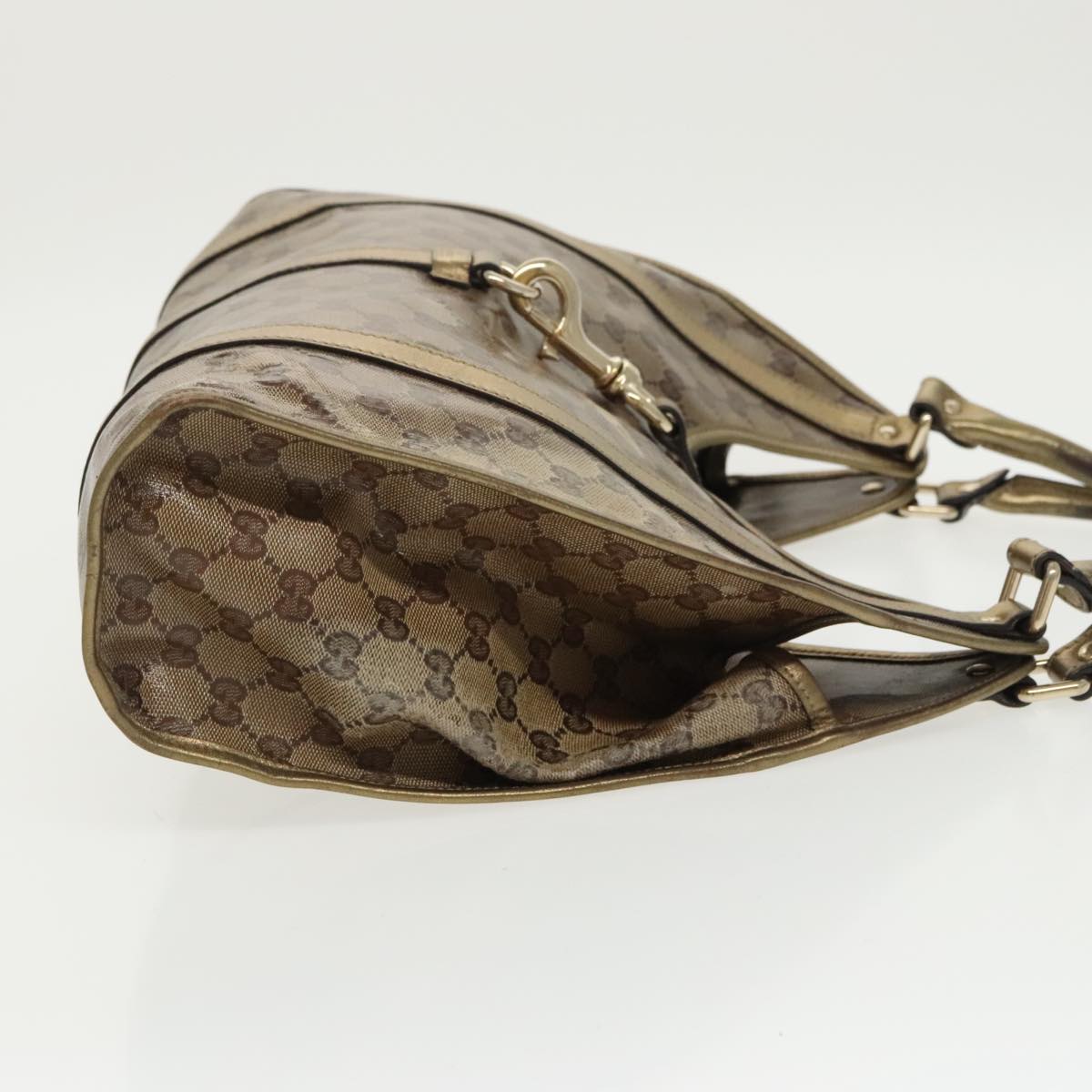 GUCCI GG Crystal Jackie Hand Bag Beige Gold 203494 Auth hk1741