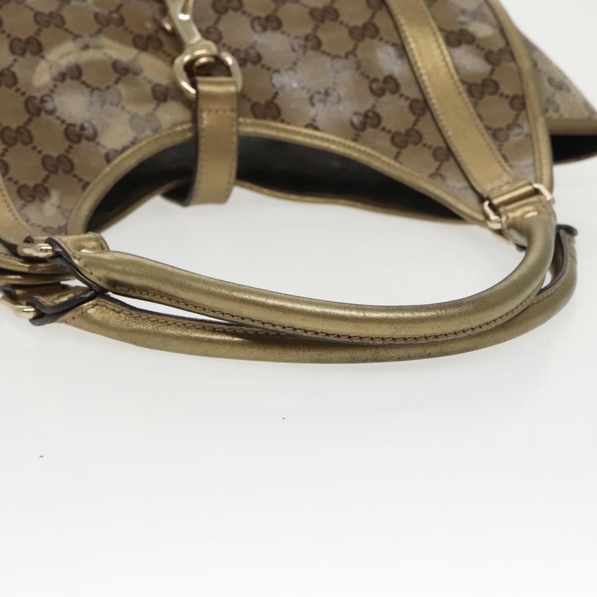 GUCCI GG Crystal Jackie Hand Bag Beige Gold 203494 Auth hk1741