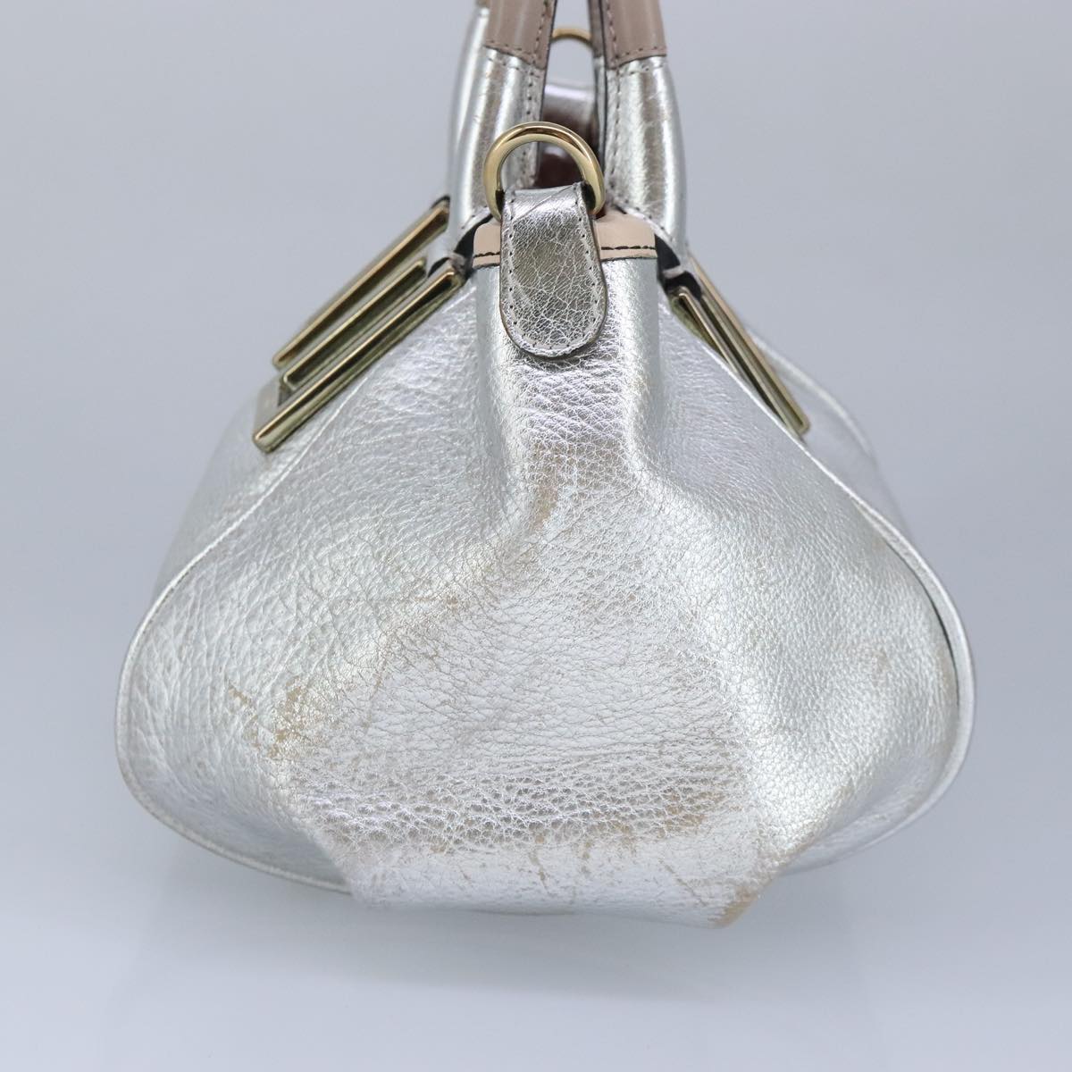 Chloe Etel Hand Bag Leather 2way Silver Auth hk1743