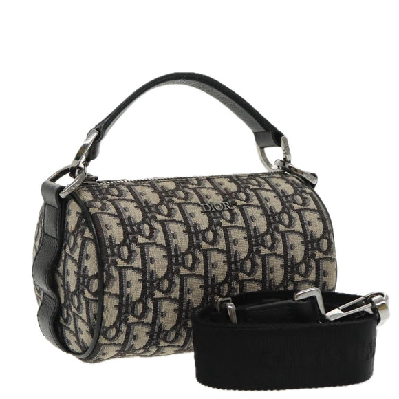 Christian Dior Trotter Canvas Oblique Shoulder Bag Blue Auth hk1747V