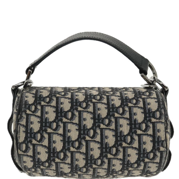 Christian Dior Trotter Canvas Oblique Shoulder Bag Blue Auth hk1747V