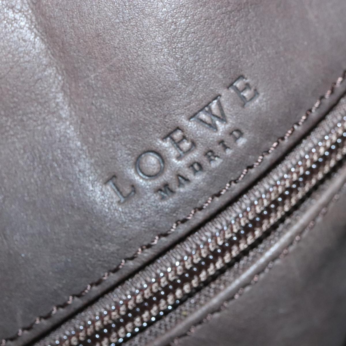 LOEWE Anagram Amazona 32 Hand Bag Suede Leather Brown Auth hk1780