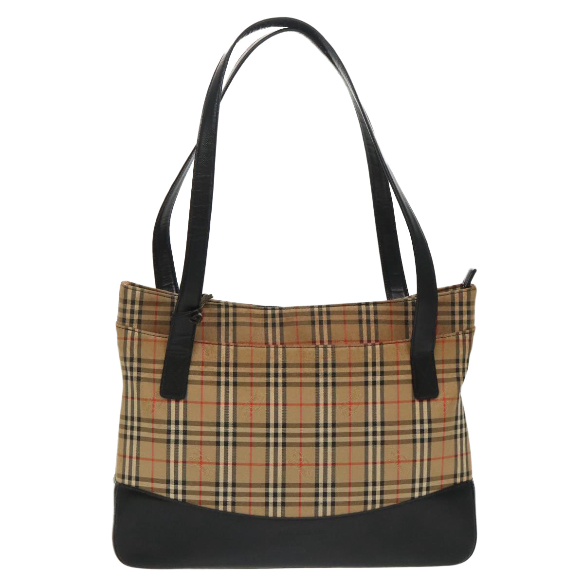 BURBERRY Nova Check Tote Bag Canvas Leather Beige Black Gold Auth hk1789 - 0