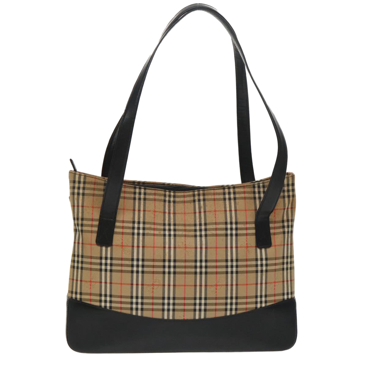 BURBERRY Nova Check Tote Bag Canvas Leather Beige Black Gold Auth hk1789