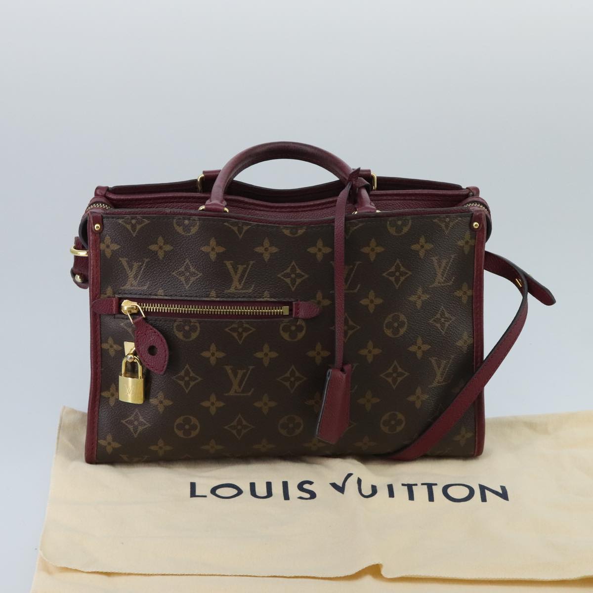 LOUIS VUITTON Monogram Popincourt PM Hand Bag 2way Wine Red M43462 Auth hk1791