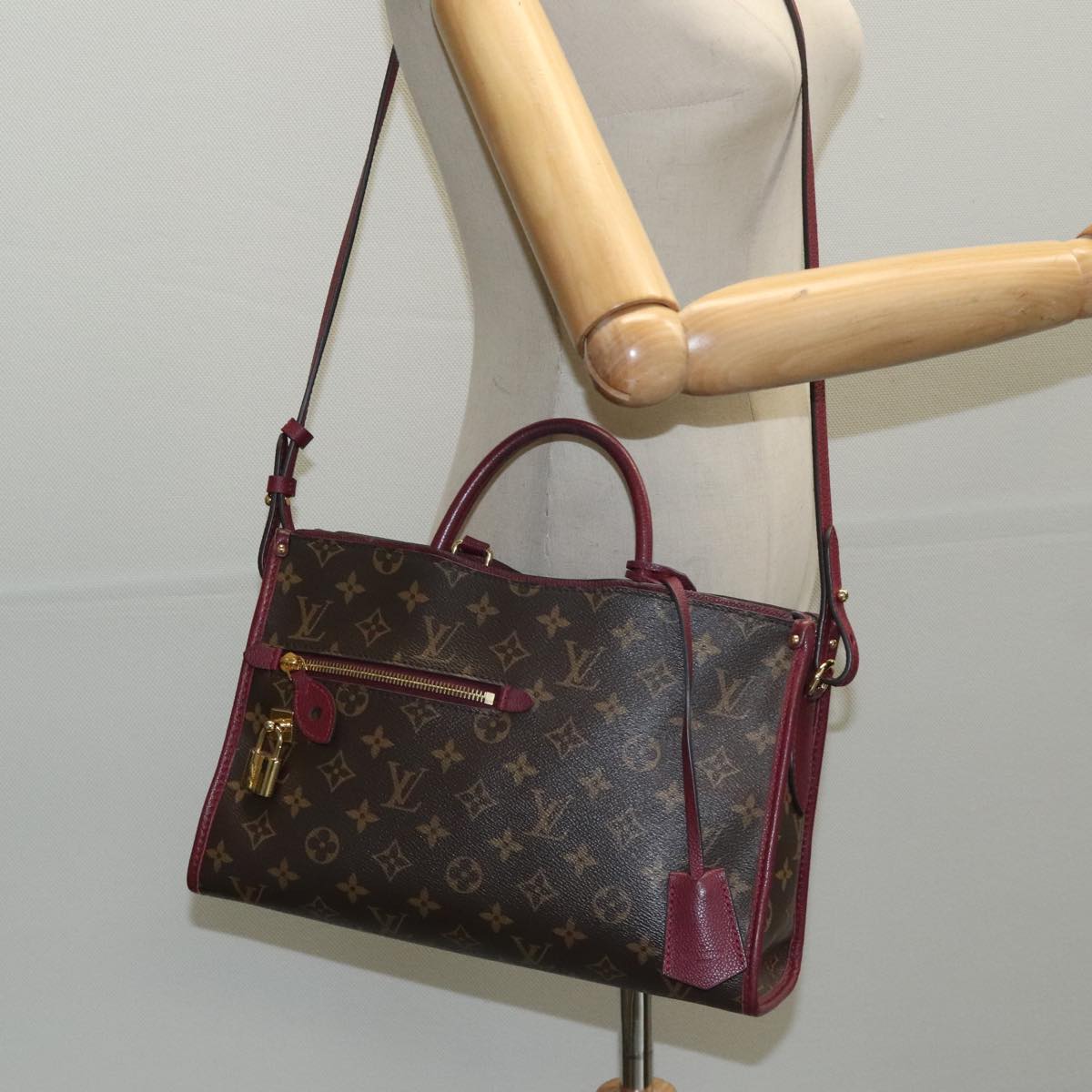 LOUIS VUITTON Monogram Popincourt PM Hand Bag 2way Wine Red M43462 Auth hk1791