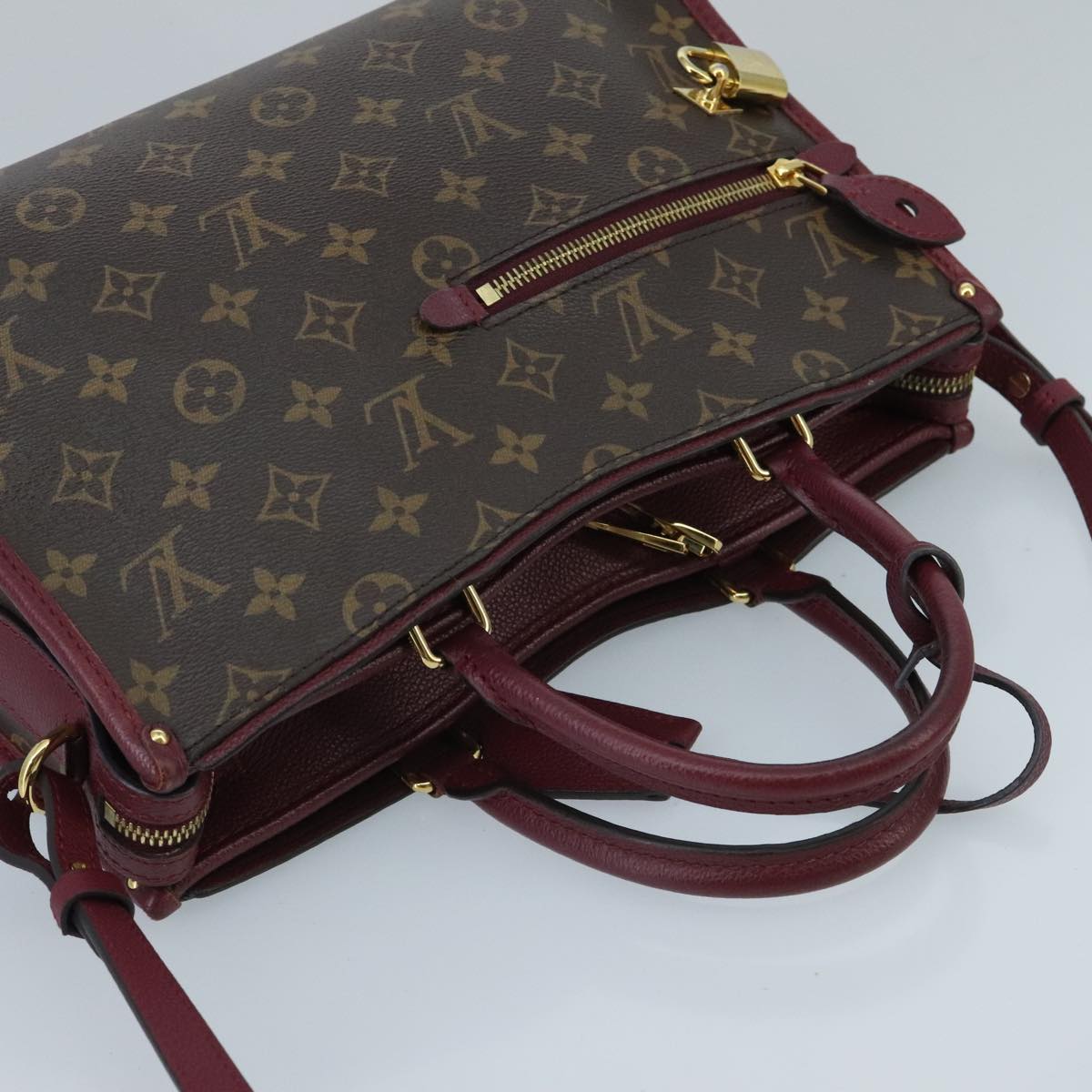 LOUIS VUITTON Monogram Popincourt PM Hand Bag 2way Wine Red M43462 Auth hk1791