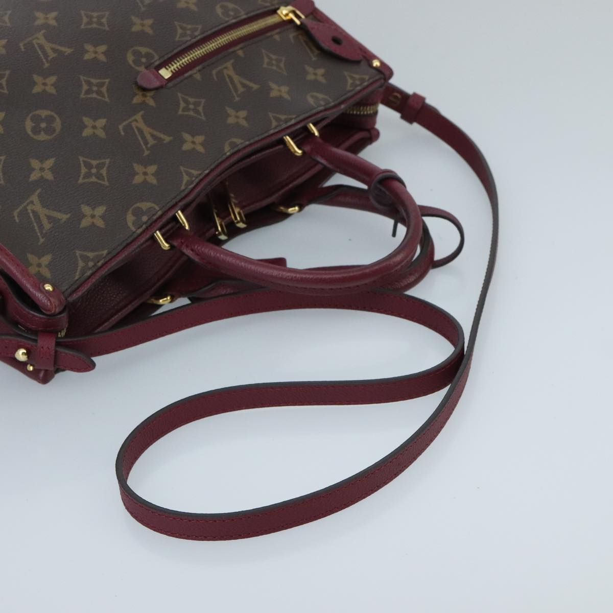 LOUIS VUITTON Monogram Popincourt PM Hand Bag 2way Wine Red M43462 Auth hk1791