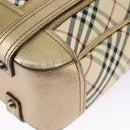 BURBERRY Nova Check Shoulder Bag Canvas Leather Beige Gold Auth hk1797-15