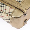 BURBERRY Nova Check Shoulder Bag Canvas Leather Beige Gold Auth hk1797-14