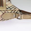 BURBERRY Nova Check Shoulder Bag Canvas Leather Beige Gold Auth hk1797-18