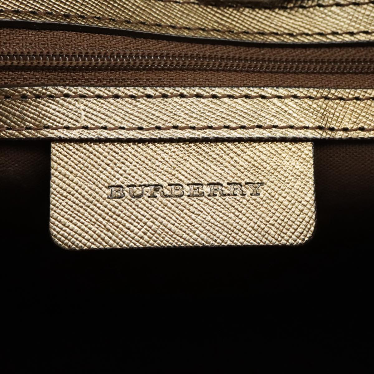 BURBERRY Nova Check Shoulder Bag Canvas Leather Beige Gold Auth hk1797