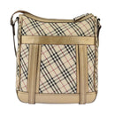 BURBERRY Nova Check Shoulder Bag Canvas Leather Beige Gold Auth hk1797-2