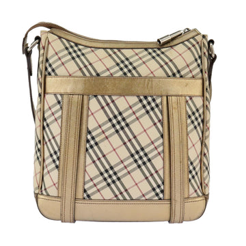 BURBERRY Nova Check Shoulder Bag Canvas Leather Beige Gold Auth hk1797 - 0