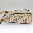 BURBERRY Nova Check Shoulder Bag Canvas Leather Beige Gold Auth hk1797-4
