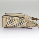 BURBERRY Nova Check Shoulder Bag Canvas Leather Beige Gold Auth hk1797-5
