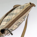 BURBERRY Nova Check Shoulder Bag Canvas Leather Beige Gold Auth hk1797-6