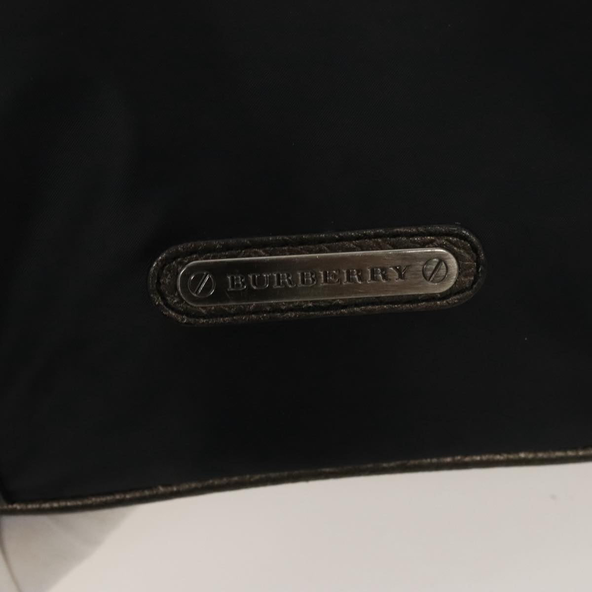 BURBERRY Shoulder Bag Nylon Leather Black Auth hk1803