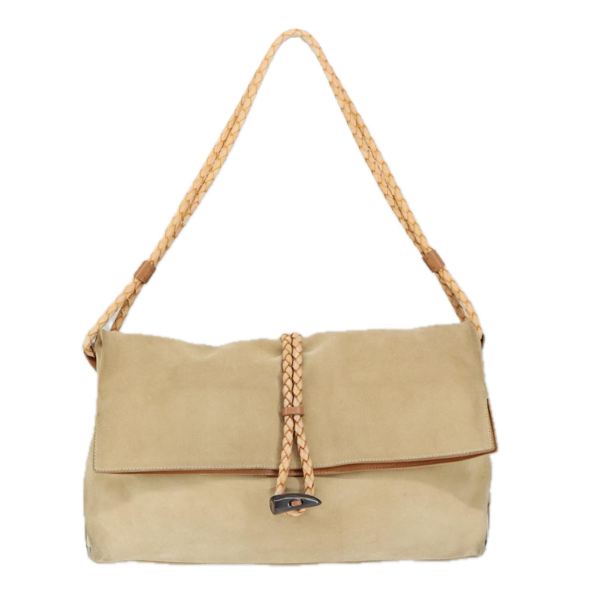 BURBERRY Shoulder Bag Suede Beige Auth hk1804