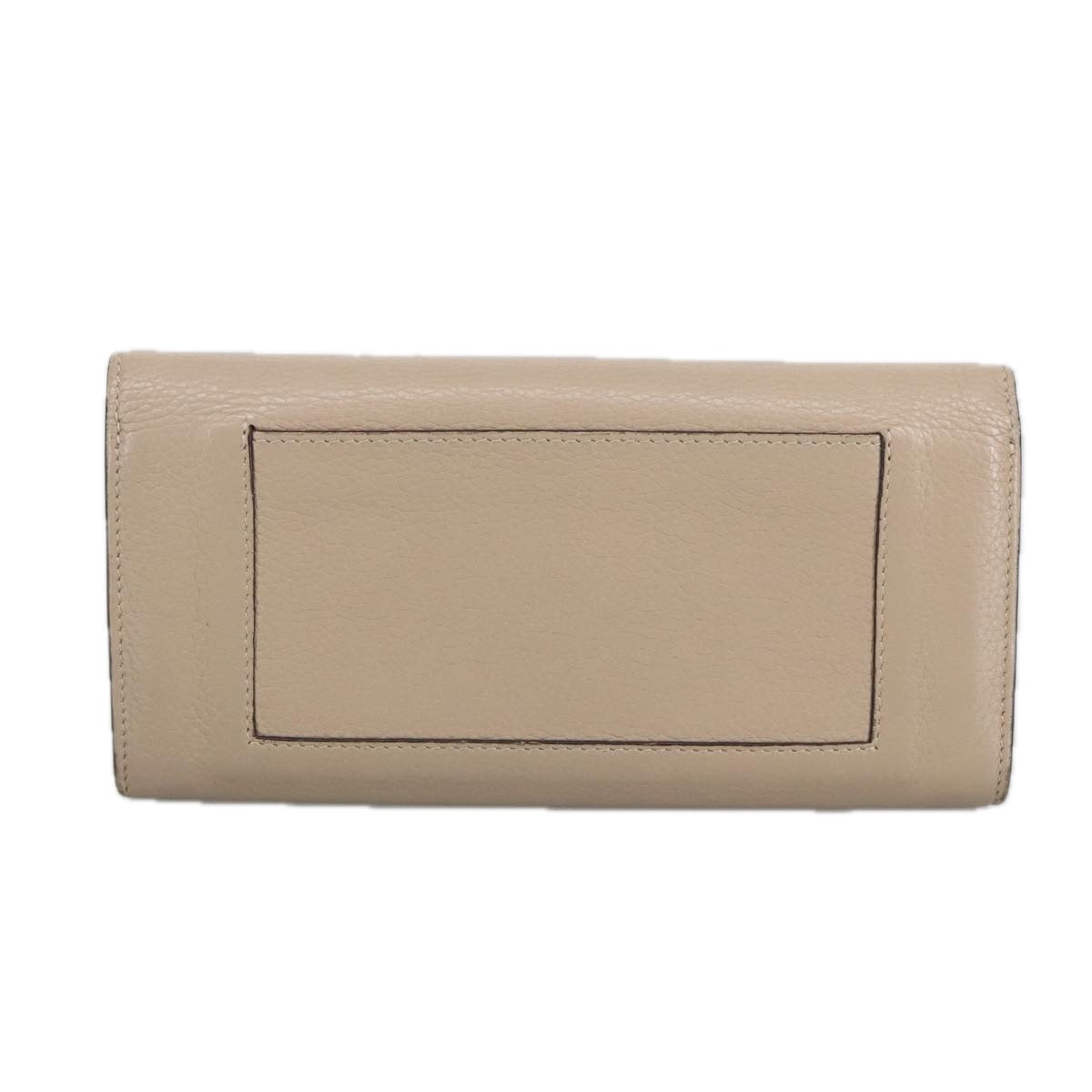 CELINE Large Flap Multi Cushion Long Wallet Leather Beige Auth hk1810 - 0