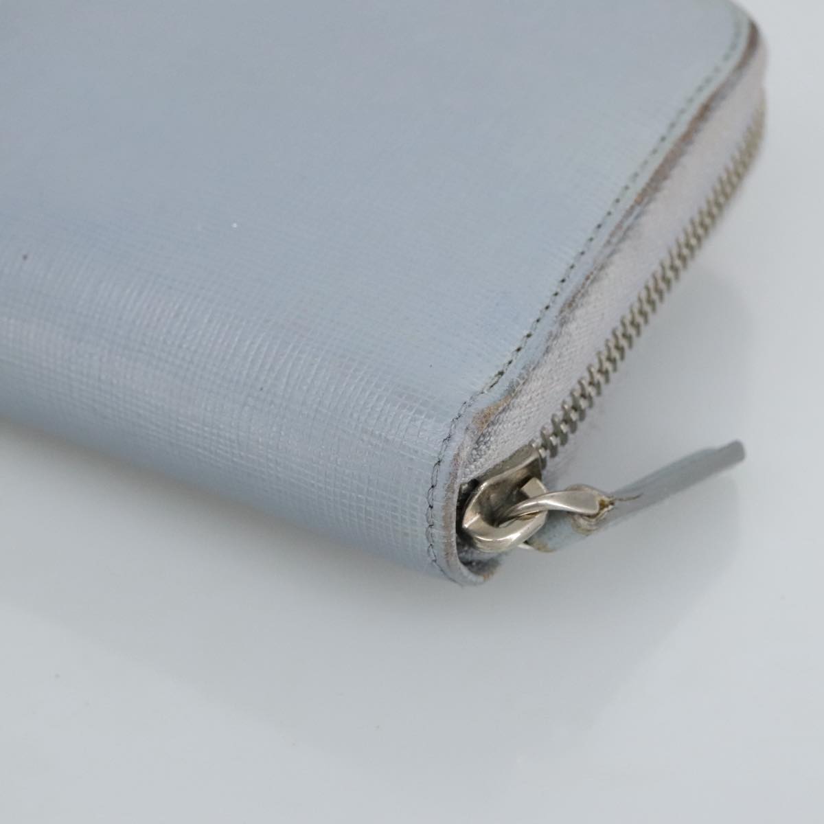 FENDI Wallet Leather Light Blue Silver Auth hk1811