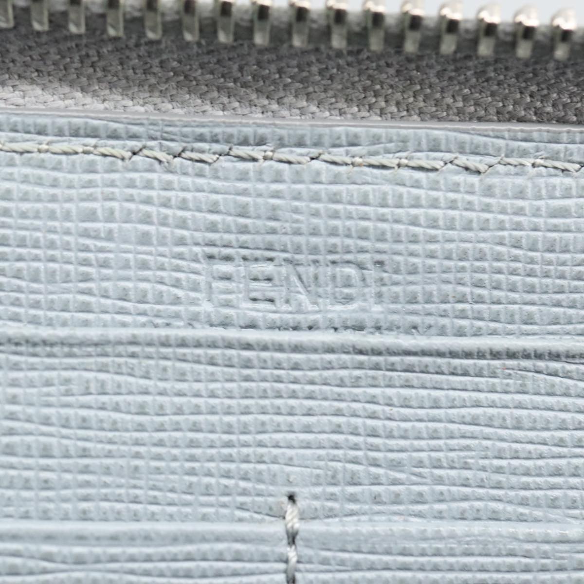 FENDI Wallet Leather Light Blue Silver Auth hk1811