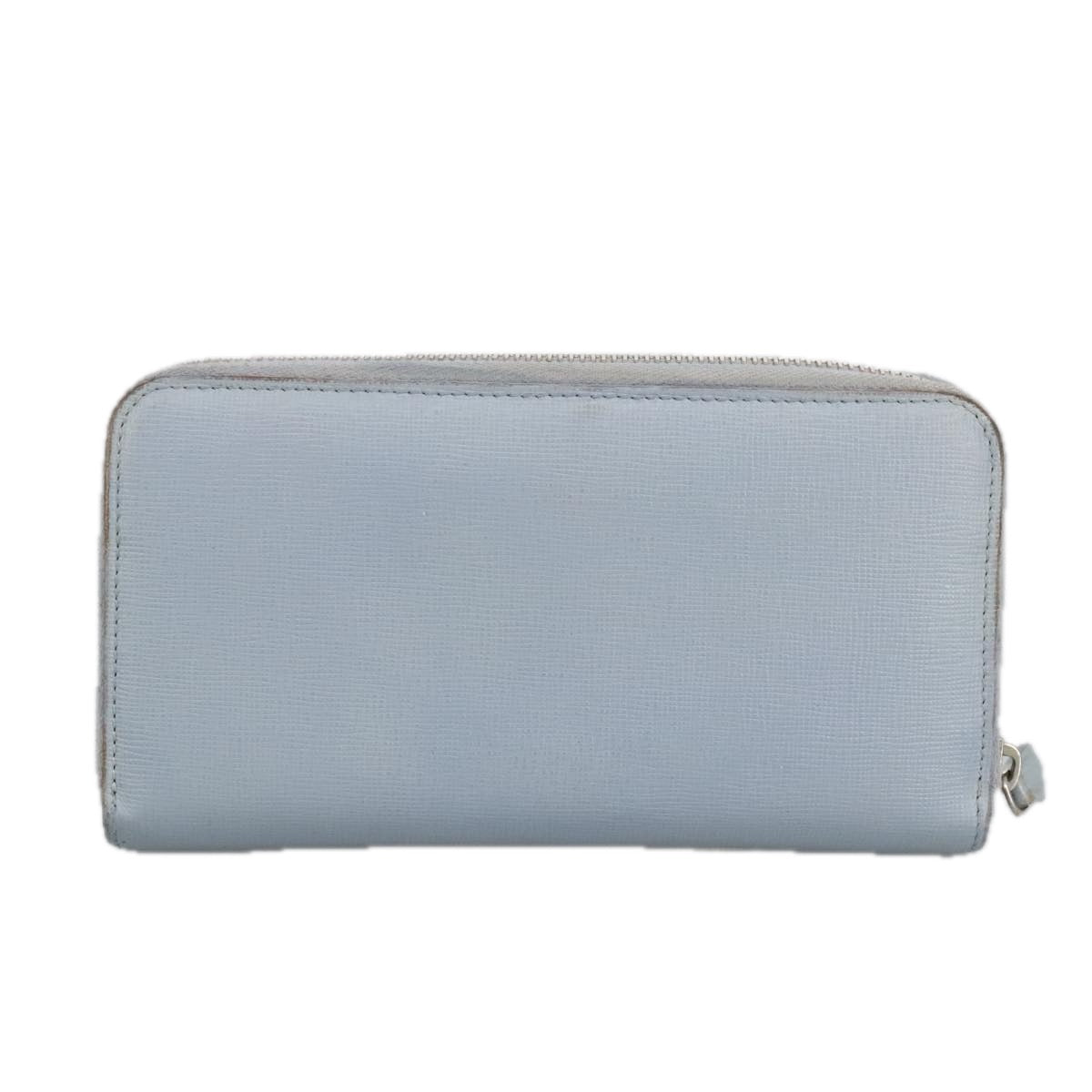 FENDI Wallet Leather Light Blue Silver Auth hk1811 - 0