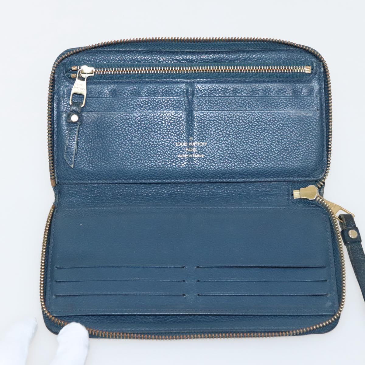 LOUIS VUITTON Empreinte Portefeuille Wallet Ron Wallet Navy M93435 Auth hk1849