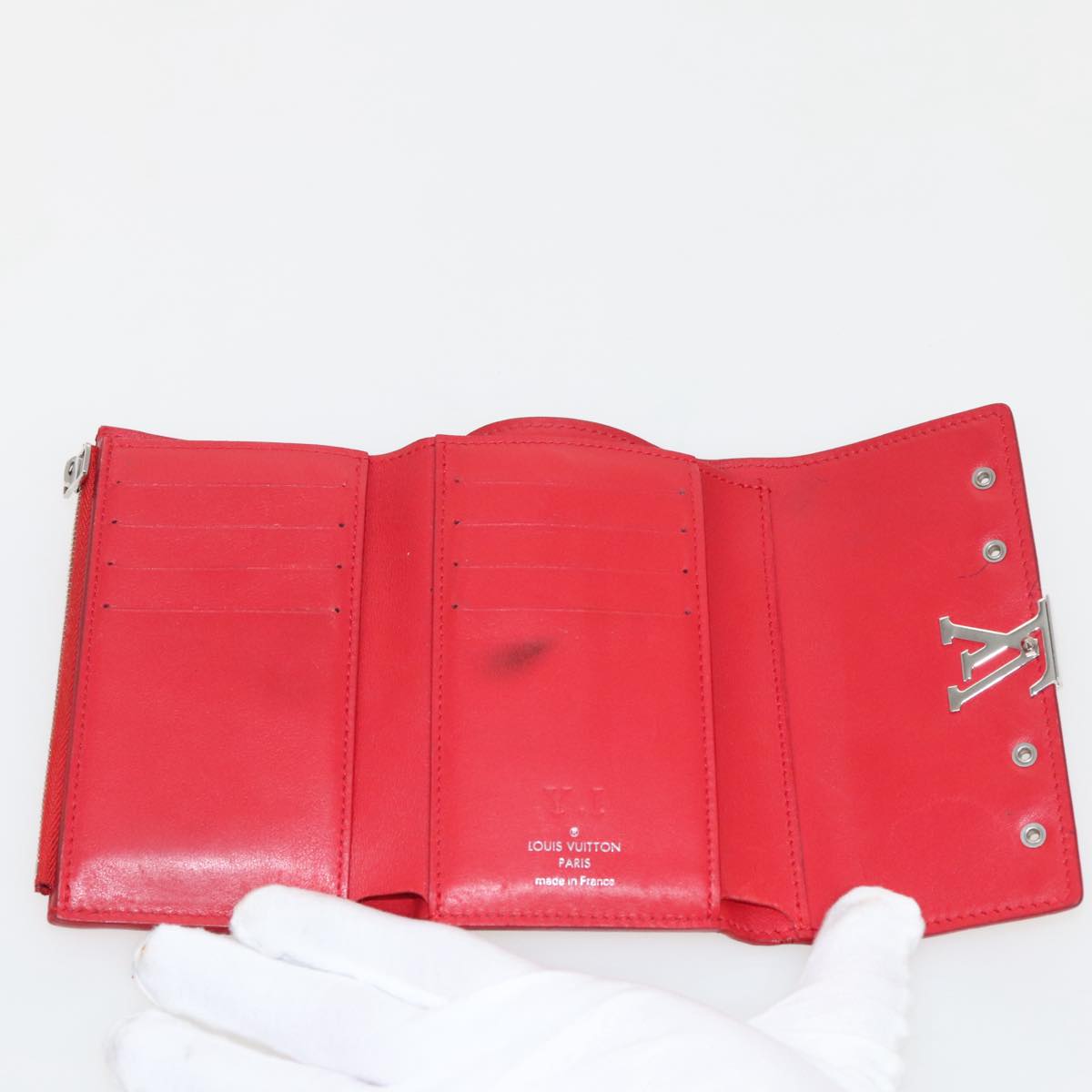 LOUIS VUITTON Portefeuille Capsine Wallet Leather Red M62301 LV Auth hk1850