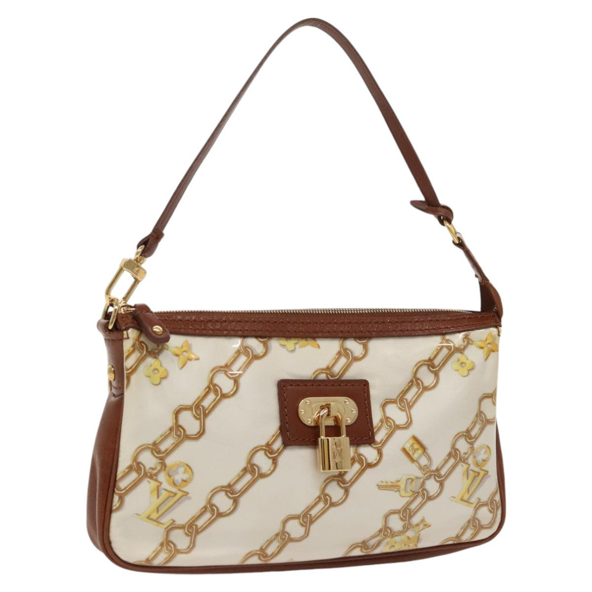 LOUIS VUITTON Monogram Charm Pochette Accessoires Pouch White M95161 Auth hk1852