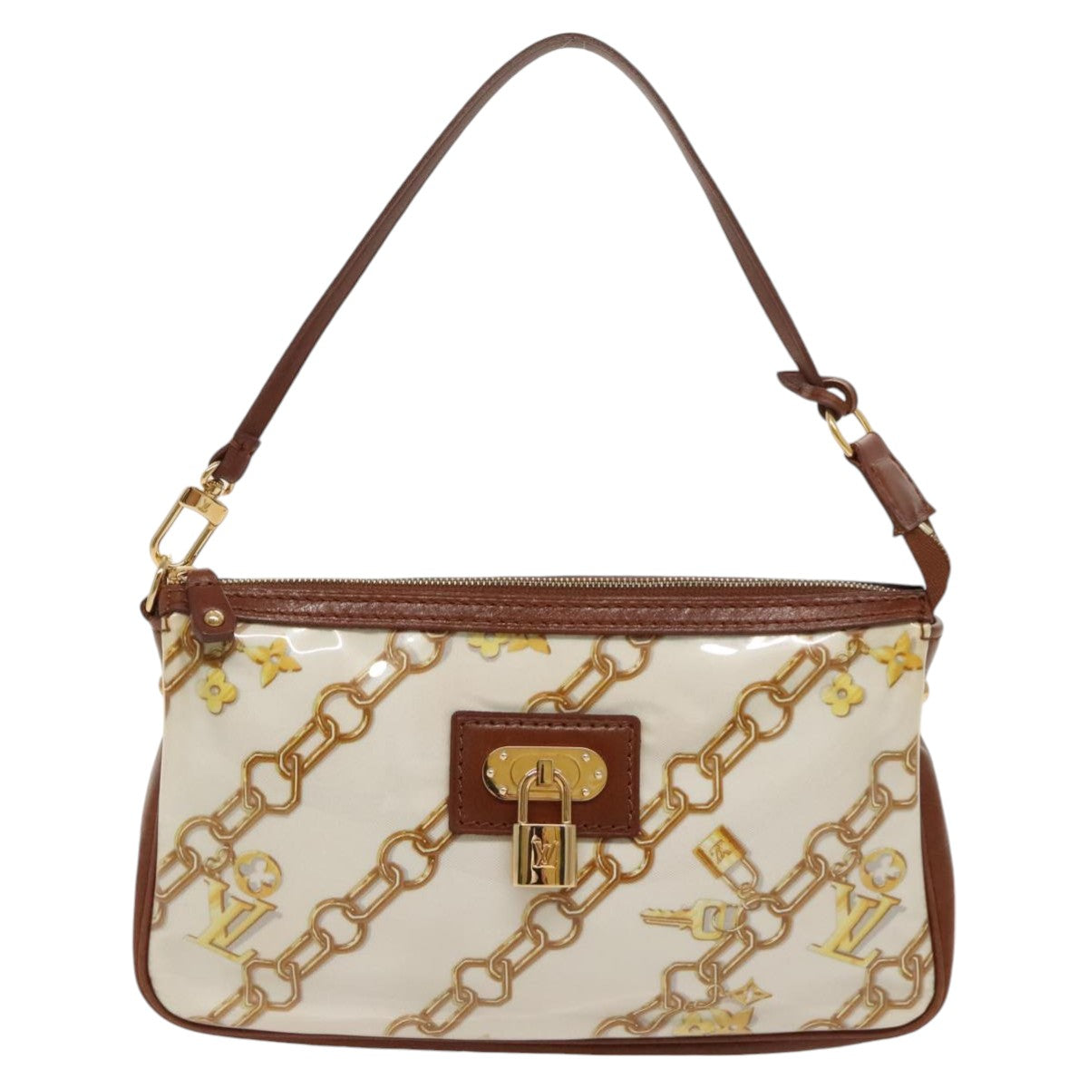 LOUIS VUITTON Monogram Charm Pochette Accessoires Pouch White M95161 Auth hk1852