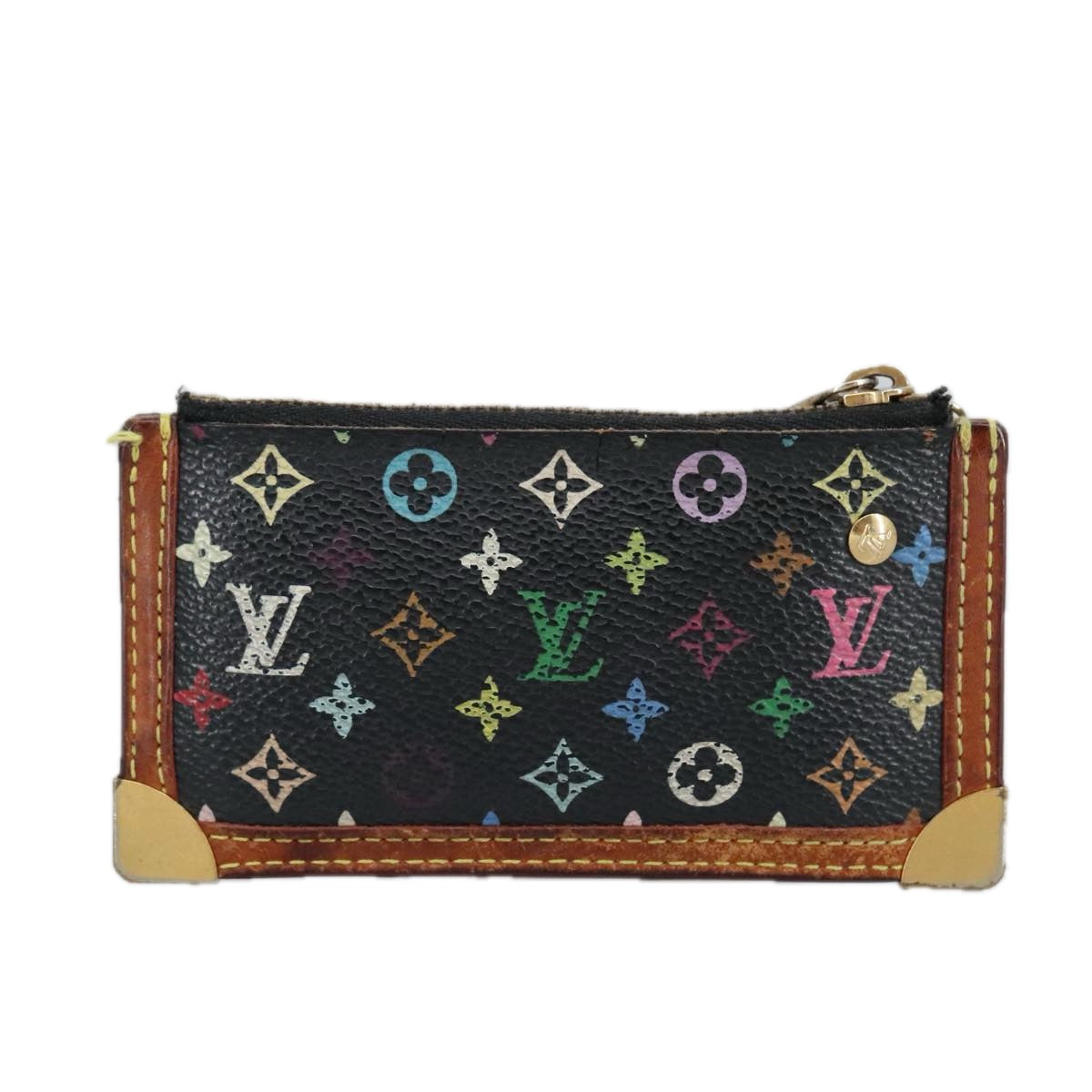 LOUIS VUITTON Monogram Multicolor Pochette Cles Purse Black M92654 Auth hk1854 - 0