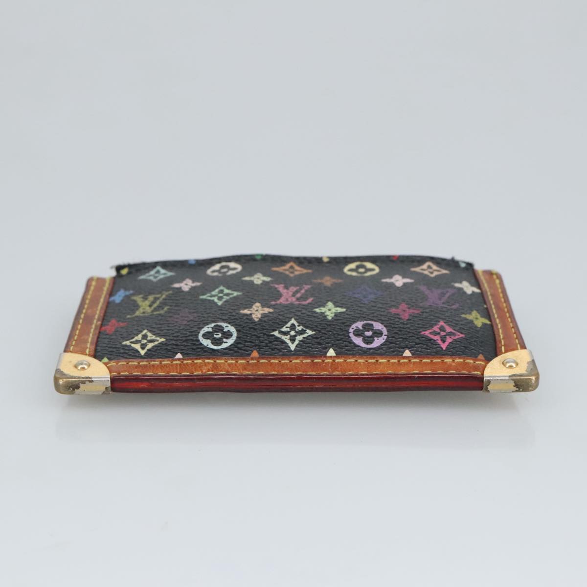 LOUIS VUITTON Monogram Multicolor Pochette Cles Purse Black M92654 Auth hk1854