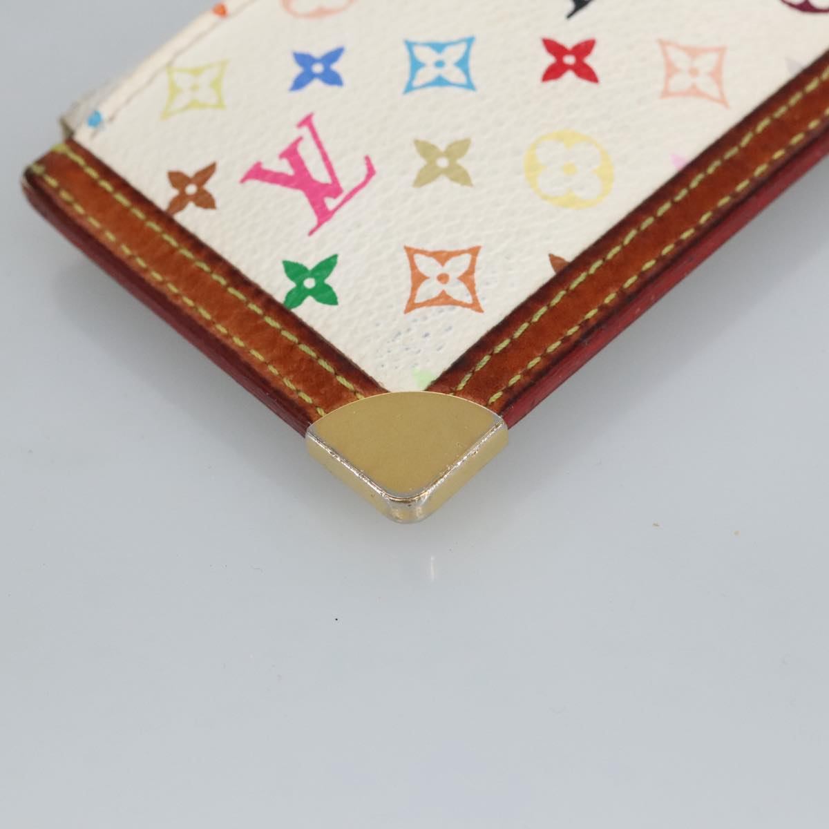 LOUIS VUITTON Multicolor Pochette Cles Coin Purse White M92655 LV Auth hk1855