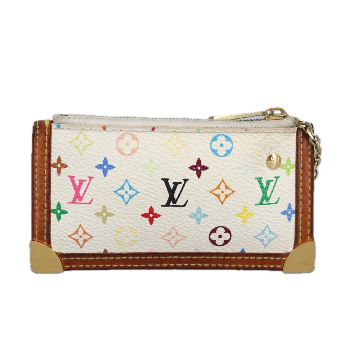 LOUIS VUITTON Multicolor Pochette Cles Coin Purse White M92655 LV Auth hk1855 - 0