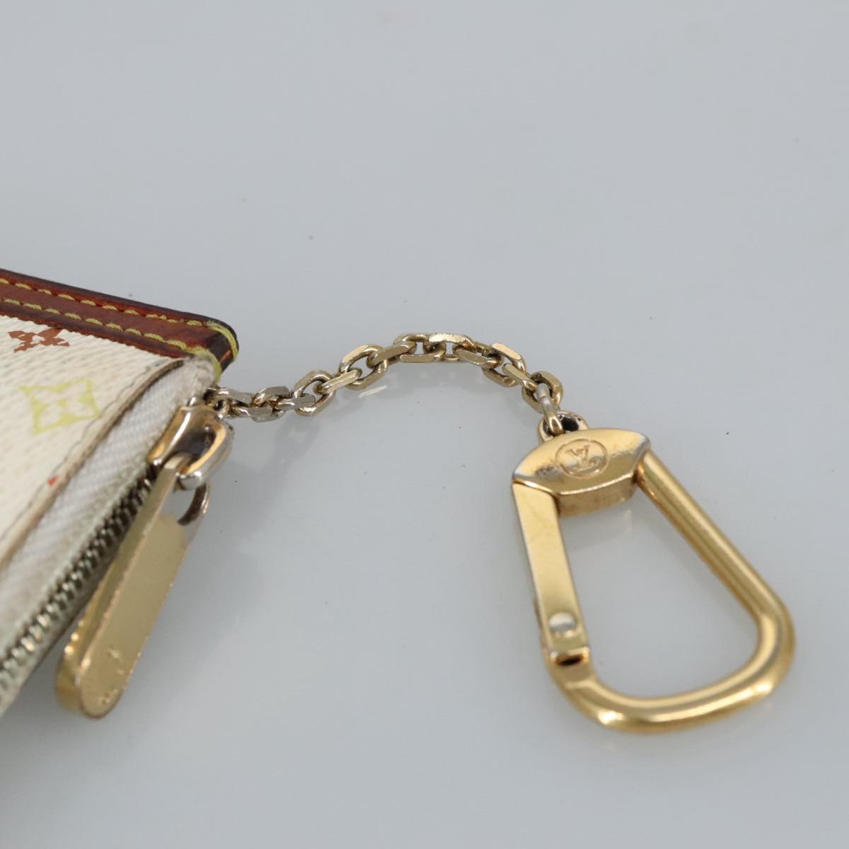 LOUIS VUITTON Multicolor Pochette Cles Coin Purse White M92655 LV Auth hk1855