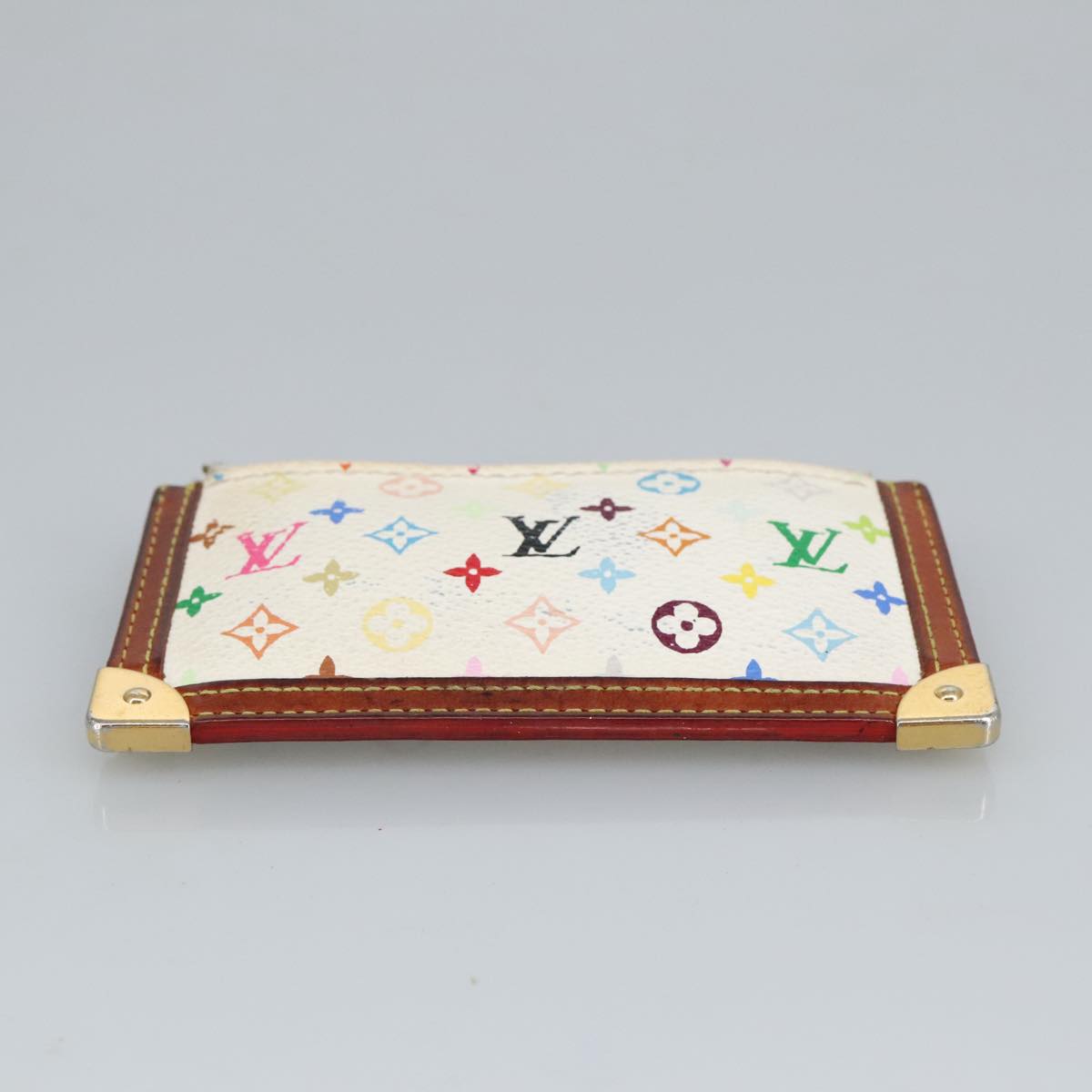 LOUIS VUITTON Multicolor Pochette Cles Coin Purse White M92655 LV Auth hk1855