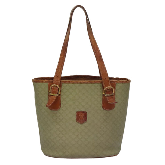CELINE Macadam Canvas Tote Bag Beige Auth hk1872