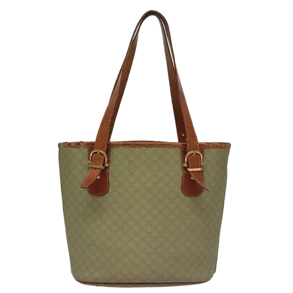 CELINE Macadam Canvas Tote Bag Beige Auth hk1872