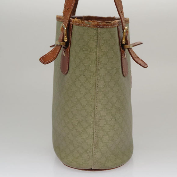 CELINE Macadam Canvas Tote Bag Beige Auth hk1872