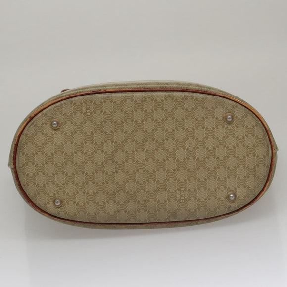 CELINE Macadam Canvas Tote Bag Beige Auth hk1872