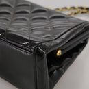 CHANEL Matelasse Chain Hand Bag Patent leather Black Gold CC Auth hk1896-11