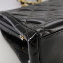 CHANEL Matelasse Chain Hand Bag Patent leather Black Gold CC Auth hk1896-12