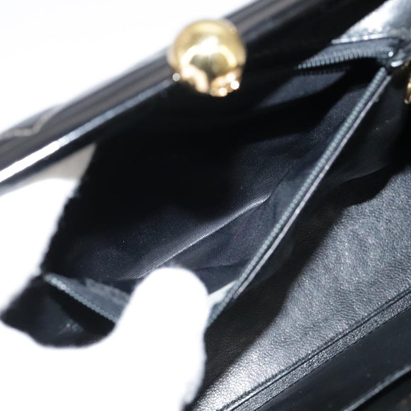 CHANEL Matelasse Chain Hand Bag Patent leather Black Gold CC Auth hk1896